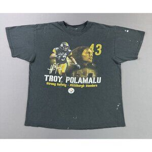 Vintage Y2K Pittsburgh Steelers Troy Polamalu NFL Football Black Shirt #43 XL T